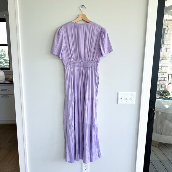 Joie Tiered Smocked Waist Midi Dress Lavender Purple S - Picture 3 of 10